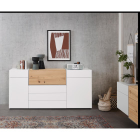 Sideboard Media Design -Raucheiche Furnier / Schiefer Schwarz Mattlack