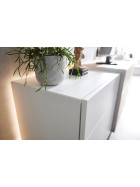 Wohnwand Media Design mit Designkufe - Schiefer Schwarz Mattlack / Polar Weiß Mattlack