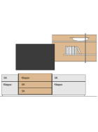Wohnwand Media Design auf Sockel - Kanada Eiche dunkel Nb / Polar Weiß Mattlack