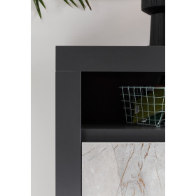 Sideboard Stone - Weiß / Marmor Grau Dekor