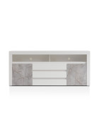 Sideboard Stone - Weiß / Marmor Grau Dekor