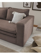 Couch 3 Sitzer inkl. Bettfunktion + Hocker Set Piagge - Cordstoff Hellbraun