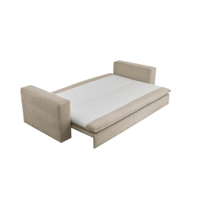 Couch 3 Sitzer inkl. Bettfunktion + Hocker Set Piagge - Cordstoff Hellbeige