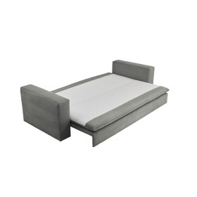 Couch 3 Sitzer inkl. Bettfunktion + Hocker Set Piagge - Cordstoff Hellgrau