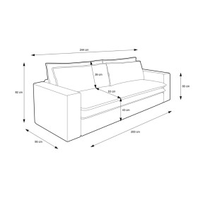 Couch Piagge 3 Sitzer inkl. Bettfunktion - Cordstoff Hellbeige
