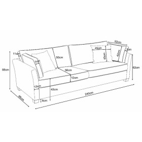 Couch 3 Sitzer + Hocker Set Westerland - Webstoff Blau/Weiß gestreift