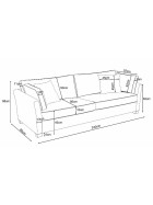 Couch 3 Sitzer + Hocker Set Westerland - Webstoff Blau/Weiß gestreift