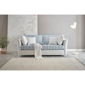 Couch Westerland 2,5 Sitzer - Webstoff Blau/Weiß gestreift