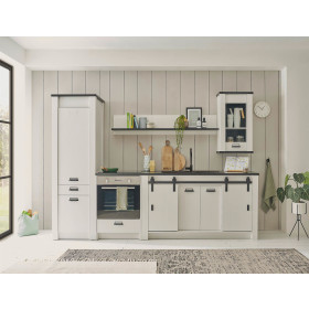 Küche Sherwood in Weiß Pinie & Anthrazit Küchenschrank Set 5-teilig KC Landhaus 284 x 201 cm