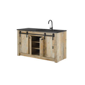 Küchenschrank Sherwood in Old Style hell und Anthrazit Küche Unterschrank für Spüle oder Kochfeld 161 x 93 cm