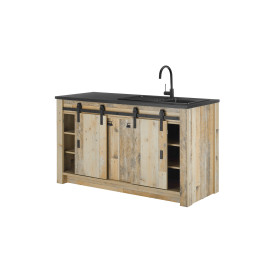 Küchenschrank Sherwood in Old Style hell und Anthrazit Küche Unterschrank für Spüle oder Kochfeld 161 x 93 cm