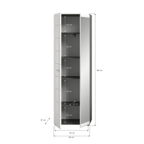 Garderobenschrank Salsa in Rauchsilber Nachbildung und weiß Hochglanz tiefzieh Schrank Flur 60 x 192 cm