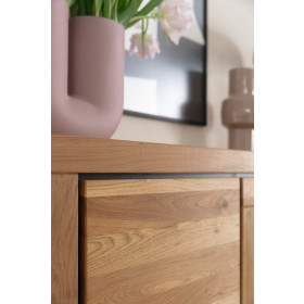 MCA Highboard Greno in Wildeiche massiv geölt Metall Schwarz 153 x 142 cm