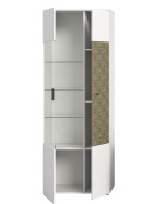 Vitrine Prisma in weiß Melamin und Gold Nachbildung 70 x 195 cm